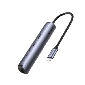 HUB USB-C Ultradelgado / 2 puertos USB 3.0 a 5 Gbps / HDMI 4K@30Hz / RJ45 ( Gigabit Ethernet)/ PD Carga Rápida 100W / Caja de Aluminio / 5 en 1