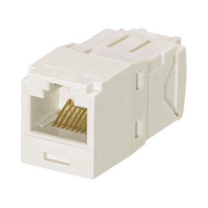 Conector Jack RJ45 Estilo TG, Mini-Com, Categoría 6, de 8 posiciones y 8 cables, Color Blanco Mate