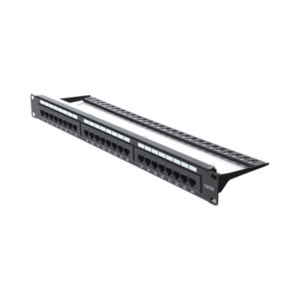 Panel de parcheo de impacto (110) UTP de 24 puertos Cat6A, 19in, con barra para Organizar cables y espacio para Etiqueta 3 LPPP605A LAT IZQ p