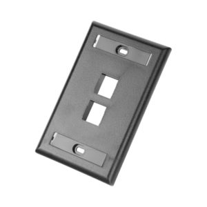 Placa de Pared Vertical, Salida Para 2 Puertos Keystone, Con Espacios Para Etiquetas, Color Negro 3 NK2FBL LAT IZQ p