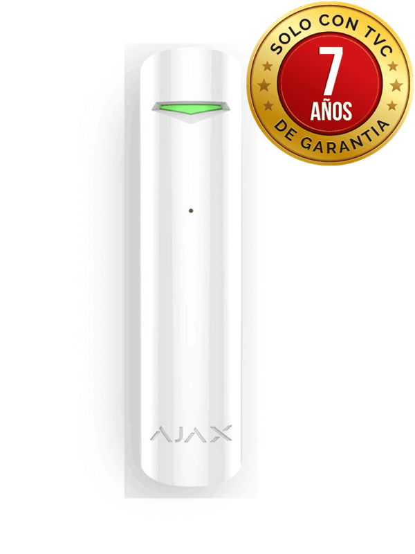 AJAX GlassProtectW Detector de rotura de cristal InalC3A1mbrico Color Blanco