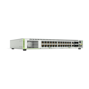 Switch Stackeable Capa 3, 24 puertos 10/100/1000 Mbps + 2 puertos SFP Combo + 2 puertos SFP+ 10 G Stacking