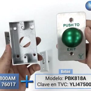 YLI PBK818A - Botón de salida en acero inoxidable salidas NO y NC en acabado color verde compatible con caja para instalacion clave 76017 5 Boton verde