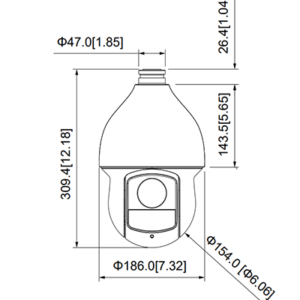 CAMARA VIDEO VIGILANCIA PTZ HDCVI 2MP 32X ZOOM MARCA DIMENSIONES DAHUA