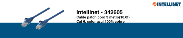 Cable Patch Cord 3 Metros Cat 6 UTP Azul Intellinet 342605 3
