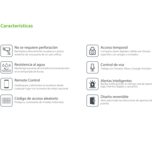 Cerradura inteligente con teclado y verificaciC3B3n de huella conexiC3B3n mediante Bluetooth 100 Usuarios ZKTeco ML300 P9