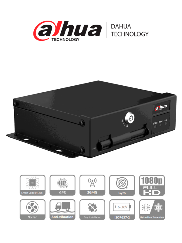 DAHUA DHI MXVR1004 GFI DVR Movil 4 Canales Inteligencia Artificial 1080p 4G H