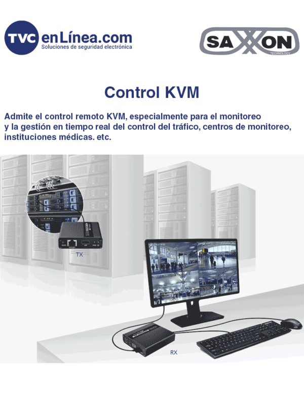 Kit extensor de video HDMI Resolucion 1080 60 Hz Hasta 70 metros con Cat6 6A 7 Cero latencia Saxxon LKV223KVM 3