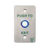 YLI PBK814BLED - Boton liberador de puerta de acero inoxidable con Luz LED azul / Salidas NO y NC / Compatible con caja de instalacion clave 76017 8 PBK814BLED