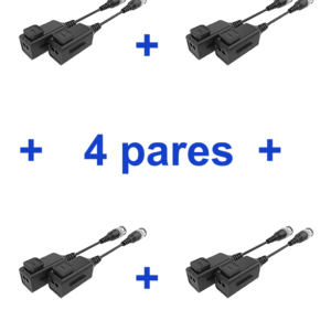 UTEPO UTP101PHD6PAK4 - 4 Pares de transceptores pasivos  HD / Diseño para empalmes ordenados / Distancias CVI  720p a 300M /  1080p A 250M / 4 MP A 200M / 4K A 150M