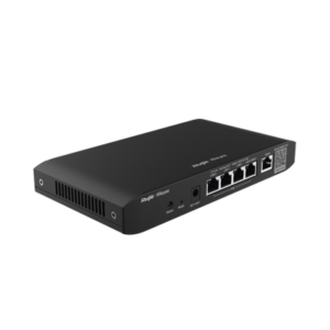 Router administrable cloud con POE+ 54w, 3 puertos LAN gigabit, 1 Puerto WAN gigabit y 1 puerto LAN/WAN gigabit configurable, hasta 100 clientes con desempeño de 600 Mbps asimétricos 3 RGEG105GPV2 LAT IZQ p