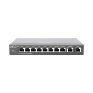 Router administrable , 6 puertos LAN y 2 puertos LAN/WAN POE+ af/at gigabit hasta 110w, 1 puertos LAN/WAN gigabit y 1 Puerto WAN gigabit, hasta 300 clientes con desempeño de 1.5 Gbps asimétricos 2 RGEG310GHPE FRENTE p