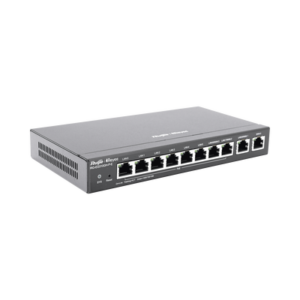 Router administrable , 6 puertos LAN y 2 puertos LAN/WAN POE+ af/at gigabit hasta 110w, 1 puertos LAN/WAN gigabit y 1 Puerto WAN gigabit, hasta 300 clientes con desempeño de 1.5 Gbps asimétricos 3 RGEG310GHPE LAT IZQ p