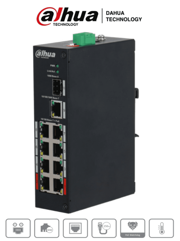 Switch PoE de 10 Puertos Fast Ethernet DH PFS3110 8ET 96