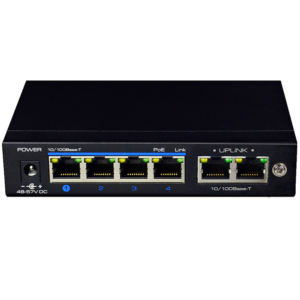 UTEPO UTP3SW04TP60 - Switch PoE de 6 Puertos Fast Ethernet/ 4 Puertos PoE/ 60 Watts Totales/  2 Puertos Uplink/ 802.3 AF&AT/ No administrable/ Modo CCTV/