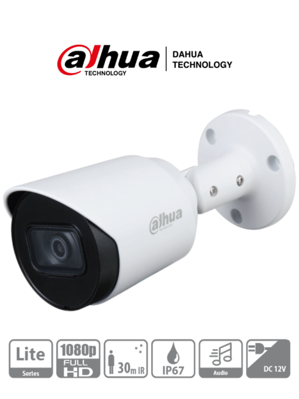 camara hdcvi bullet microfono integrado 1080p lente 2.8mm ir 30m Dahua DH HAC HFW1200T A v2