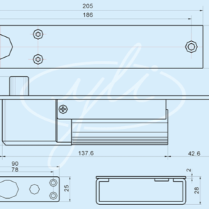 YLI YB300 - Cerradura Eléctrica de perno para Control de Acceso / Función NO / Voltaje 12 y 24 VDC / Retardo 3,6 y 9 segundos / Fail Secure / Compatible con controles de acceso / Compatible Soporte de fijación BBK600 6 contrachapa perno