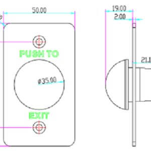 YLI PBK818A - Botón de salida en acero inoxidable salidas NO y NC en acabado color verde compatible con caja para instalacion clave 76017 4 png3Bbase649131c2d7564443fe