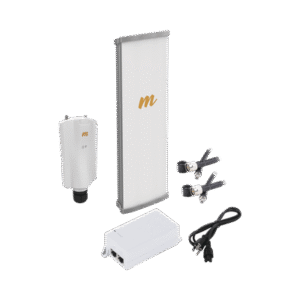 Kit de radio A5x con antena N545X4, 4.9 a 6.4 GHz, 700 Mbps, hasta 64 usuarios concurrentes,  Monitoreo a travez de la nube, incluye jumper, PoE24V, cable de alimentación y montaje