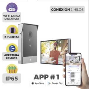 Videoportero IP Conexión a 2 Hilos / Con Monitor Wi-Fi para Interior / Frente de Calle IP65 Uso En Exterior Debe Tener Protección / Cámara 3 Megapíxel / Llamada a la App / Apertura remota / Soporta 2 Puertas / Ranura para Mic 2 CSHP7 LIST p