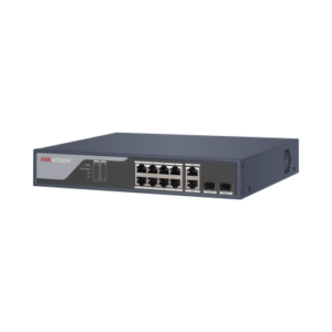 Switch PoE+ / Administrable / Uso en Rack / 8 Puertos 10/100 PoE+ /  2 Puertos 1000 Mbps Uplink  / 2 Puertos SFP / Configuración Remota desde Hik-PartnerPro / Modo Extendido hasta 300 Metros / 125 W
