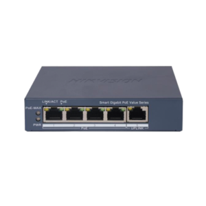 Switch Gigabit PoE+ / Administrable / 4 Puertos 1000 Mbps PoE+ / 1 Puerto 1000 Mbps Uplink / Configuración Nube Hik-PartnerPro / Modo Extendido hasta 300 Metros / 45 Watts