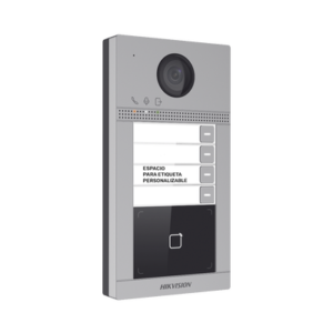 Videoportero IP 2 Megapixel / Llamada y Apertura Remota desde App Hik-Connect (Requiere monitor )/ PoE / Exterior IP65 + Antivandalico IK08 / 4 Departamento / Apertura con Tarjeta / Soporta 2 Puertas y hasta 6 Monitores 3 DSKV8413WME1C LAT IZQ p