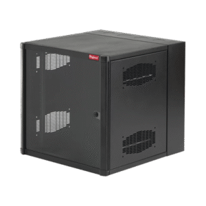 Gabinete AccessPlus de Montaje en Pared de 19in, Rieles Numerados y Roscados #10-32, Puerta con Ventana de Seguridad, 600 mm de Ancho, 637 mm de Profundidad, 19 UR, Color Negro