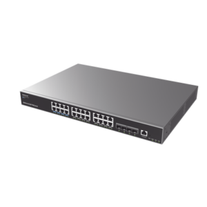 Switch Capa 3 PoE+ Administrable / 24 puertos 10/100/1000 Mbps + 4 Puertos SFP+ de 10 Gigabits / Hasta 360W / Compatible con GWN Cloud. 2 GWN7813P FRENTE p