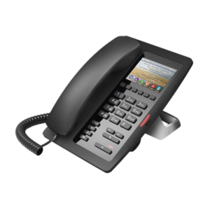 Telefono IP Hotelero de gama alta (H5 Color Negro) pantalla LCD de 3.5 pulgadas a color, 6 teclas programables para servicio rápido (Hotline), PoE 1 H5 p