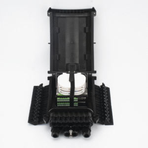 Caja de Distribución de Fibra Óptica para 24 Empalmes con 16 Acopladores SC/APC. Enterrado Directo, IP68, Splitter 1x16 Incluido con Conectores SC/APC 4 LPFAT16DB AD 3 p