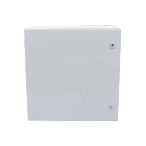 Gabinete de Acero IP66 Uso en Intemperie (600 x 600 x 300 mm) con Placa Trasera Interior Metálica y Compuerta Inferior Atornillable (Incluye Chapa y Llave T).