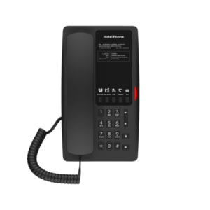 Teléfono IP WI-FI para Hotelería, Puerto USB-A para carga, 5 teclas programables para servicio rápido (Hotline), plantilla personalizable con PoE