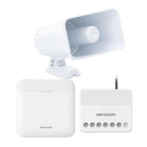 (AXPRO) KIT de alarma AX PRO con sirena cableada 30W / Incluye: 1 Hub con Batería de respaldo / 1 Sirena Cableada de 30 Watts IP65 / 1 Relevador Inalámbrico 0 a 36 VCC / Compatible con Hik-Connect P2P