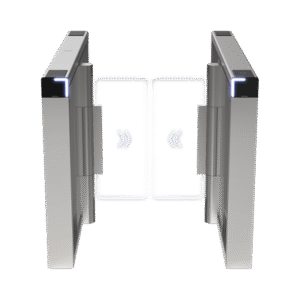 Torniquete Swing PREMIUM Hikvision Iluminación LED 12,000,000 Ciclos MCBF Incluye Lectores de Tarjeta y Panel de Acceso 14 Pares de IR Carril de 90 cms Compatible con Reconocimiento Facial Incluye Izquierdo y Derecho