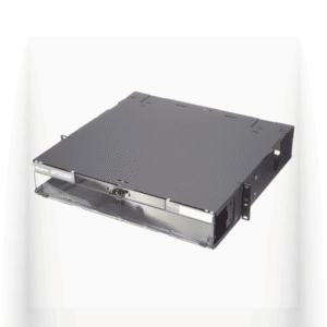 Panel de Distribución de Fibra Óptica, Acepta 8 Placas FAP o FMP, Bandeja Deslizable e Inclinable Hacia Abajo, Hasta 192 Fibras, Color Negro, 2UR 3 FCE2U AD 2 p