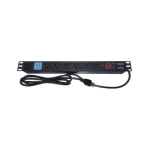 Tomacorriente Horizontal (PDU) de 6 contactos (NEMA 5-15R) + 2 USB para instalación en Rack de 19", 1UR, 125 Vca/ 15 A (THE0040091001001)