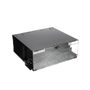 Panel de Distribucion de Fibra Optica, Acepta 12 Placas FAP o FMP, Bandeja Deslizable e Inclinable Hacia Abajo, Hasta 288 Fibras, Color Negro, 4UR 2 FCE4U FRENTE p