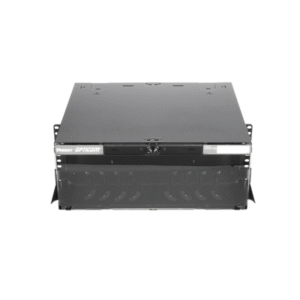 Panel de Distribucion de Fibra Optica, Acepta 12 Placas FAP o FMP, Bandeja Deslizable e Inclinable Hacia Abajo, Hasta 288 Fibras, Color Negro, 4UR