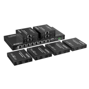 Kit Divisor y Extensor HDMI / Divide 1 Fuente HDMI a 8 Pantallas / Extiende la señal HDMI hasta 70 m / Resolución 4K @ 60 Hz/ Cat 6/6a/7 / IPCOLOR / CERO LATENCIA / Uso 24/7 / Puerto S/PDIF / EDID / RS232 / Salida Loop / Alimente solo el Tx 5 TT828N AD 4 p